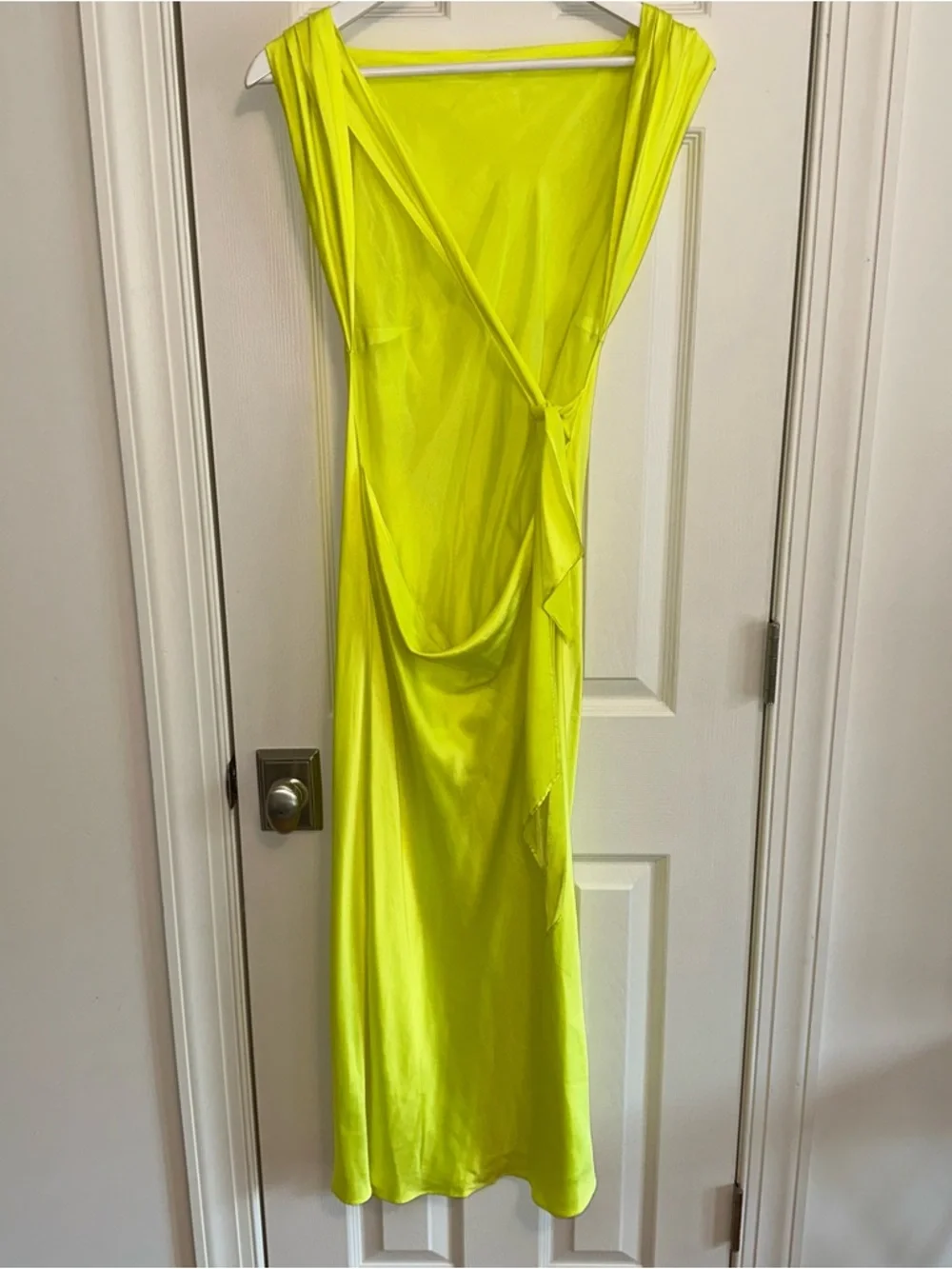 The Bar Max Midi Open Back Neon Yellow Dress